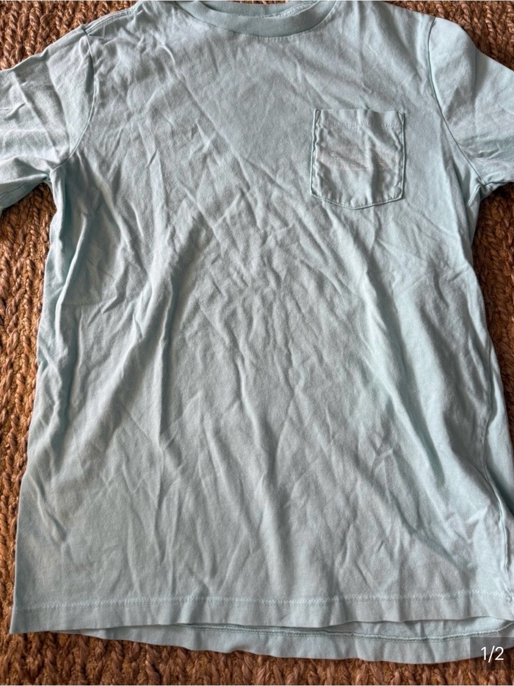 Vineyard Vines Boys Cotton Pocket Aqua Crewneck T-Shirt Size Large